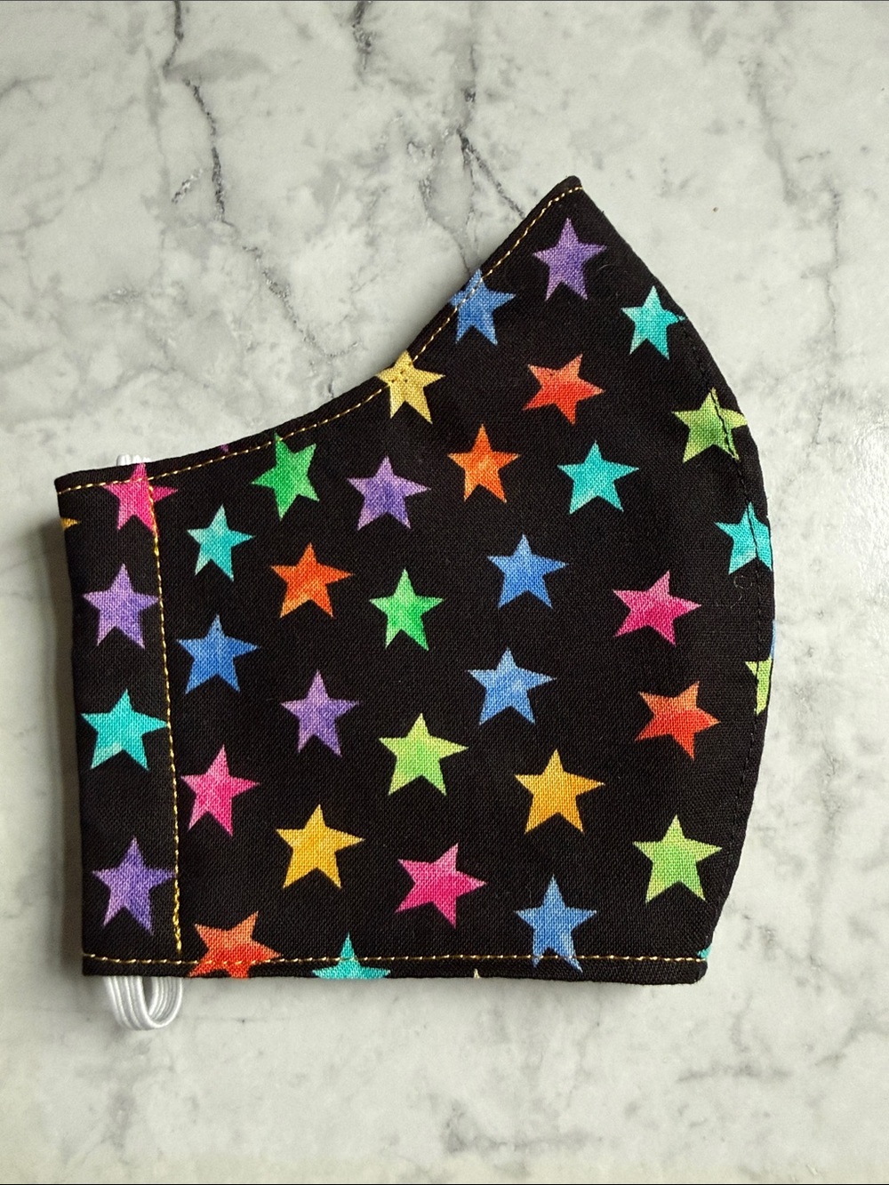 Women/teen Star Pattern Face Mask - Black with Multicolor Stars
